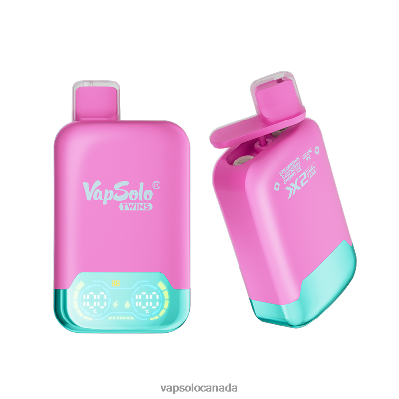 VapSolo TWINS Disposable Vape | Vapsolo Puffs 4L82P33 Strawberry Raspberry Cherry Ice & Grape Ice